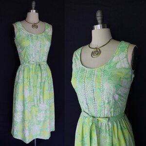 vintage The Lilly Pulitzer floral tunic sun dress Hawaiian Jackie O crochet lace